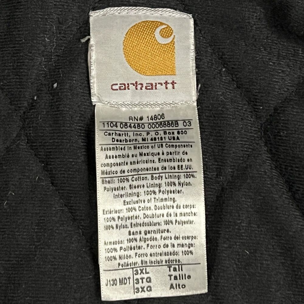 Vintage Carhartt Jacket Mens 3XL Tall Navy Hooded Canvas Lined Work J130 MDT - Picture 4 of 16